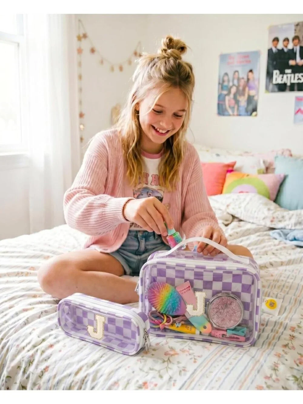 Personalized Makeup Bag Set for Women - Monogrammed Cosmetic Pouches, Gift for